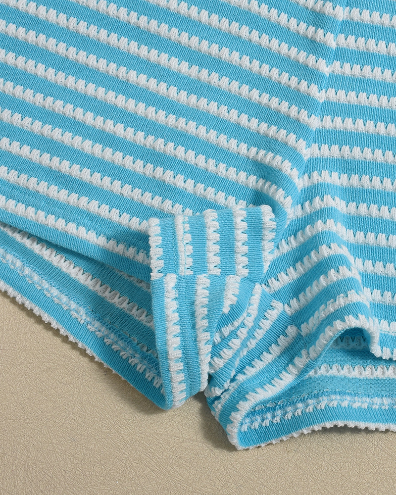 Sexy Beach Vacation Striped Halter Bikini Set
