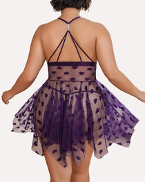 Sexy Heart Cutout Lace Front-Closure Nightdress