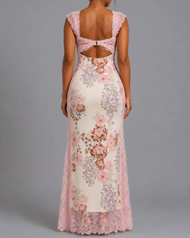 Sexy Floral Lace Cutout Bodycon Dress
