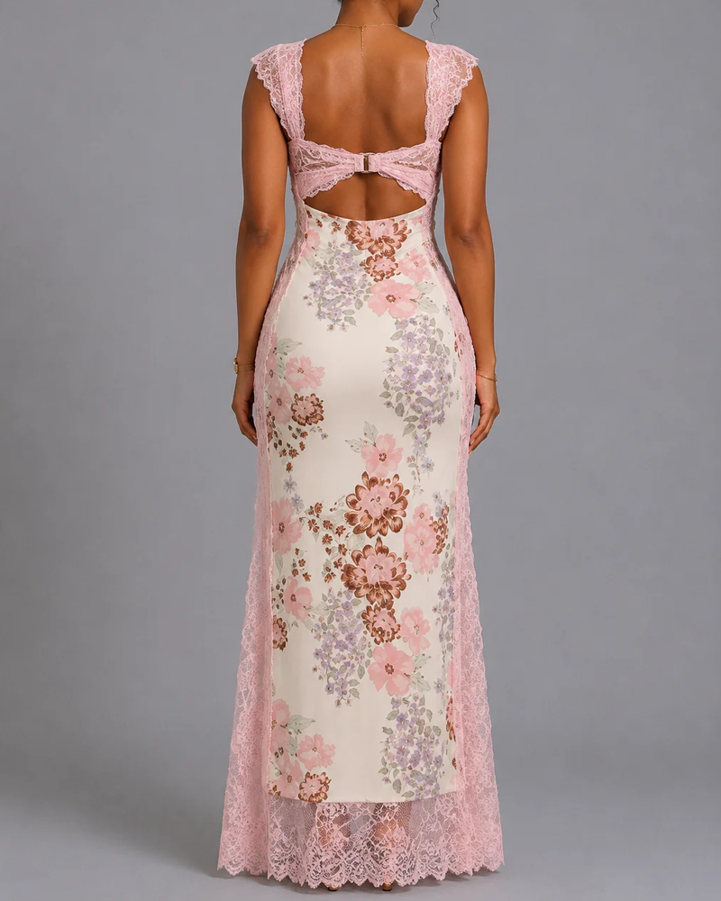 Sexy Floral Lace Cutout Bodycon Dress