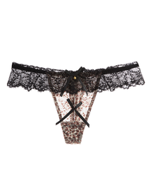 3-Pack Sexy Leopard Print Lace Trim Bell-Decorated Thongs