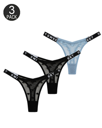 Sexy Heart Lace Thong Panties 3-Pack