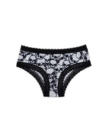 Rose Print Lace Trim High-Stretch Comfort Mid-Rise Women's Panties
