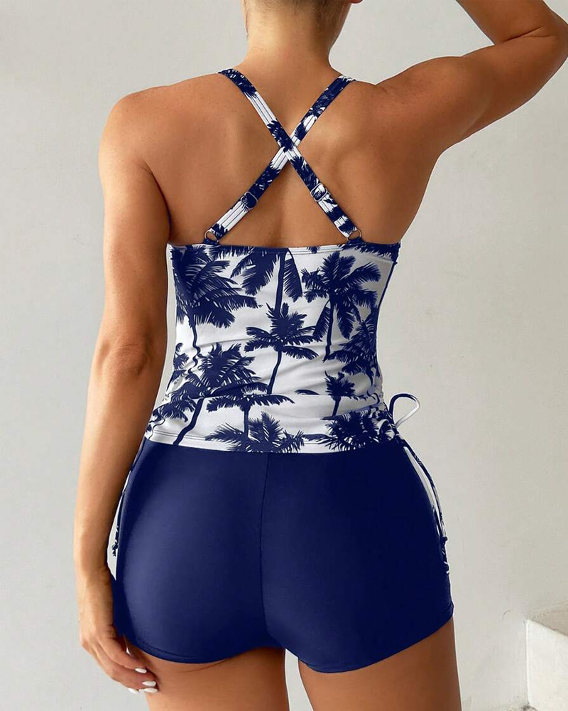 Printed Bodycon Backless Drawstring Slim-Fit Two-Piece Swimsuit Secondary image