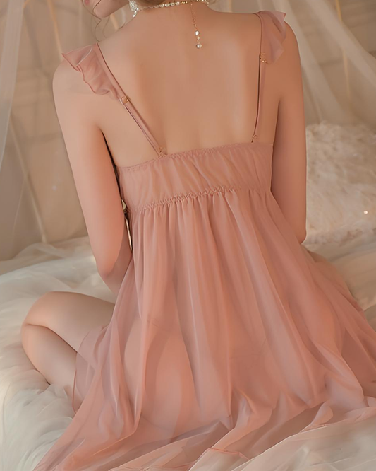 Sexy Sheer Mesh Color Block Vintage Slip Nightgowns