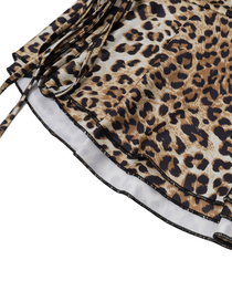 Leopard Print Mock Neck Sleeveless Top and Asymmetrical Skirt Set
