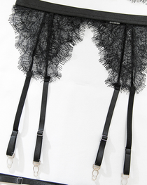 Sexy Eyelash Lace Cutout Lingerie Set