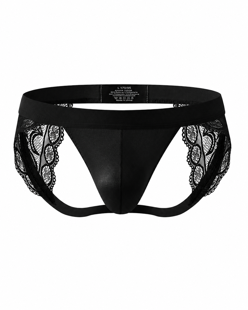 2-Pack Sexy Men's Low-Rise Cutout Lace Thongs