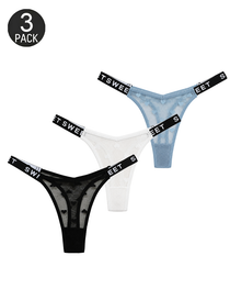 Sexy Heart Lace Thong Panties 3-Pack
