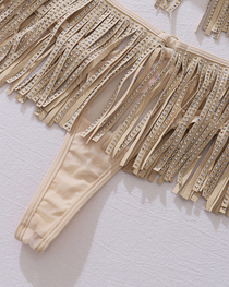 Sexy Sequin Fringe Cut-Out Lingerie Set