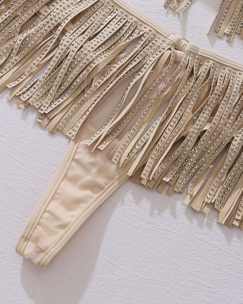 Sexy Sequin Fringe Cut-Out Lingerie Set