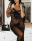 Sexy Shapewear Lace Sheer Metal Heart Detail Chemise