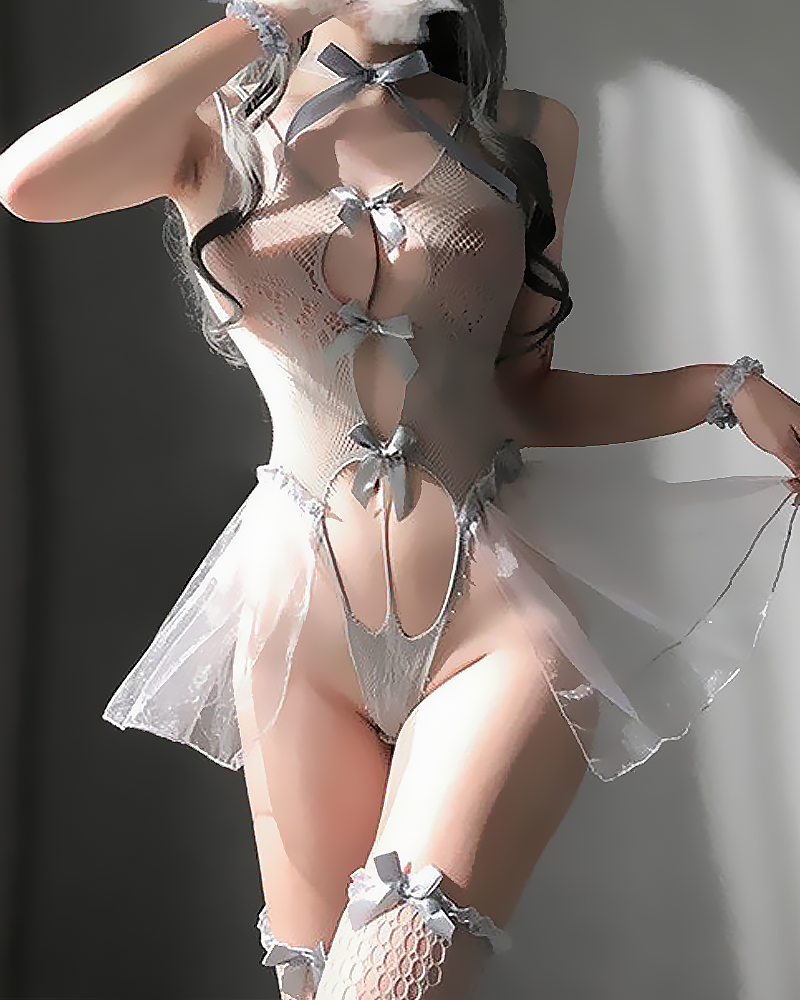 Sexy Sheer Cutout Spaghetti Strap Princess Tulle Bodysuit Main image
