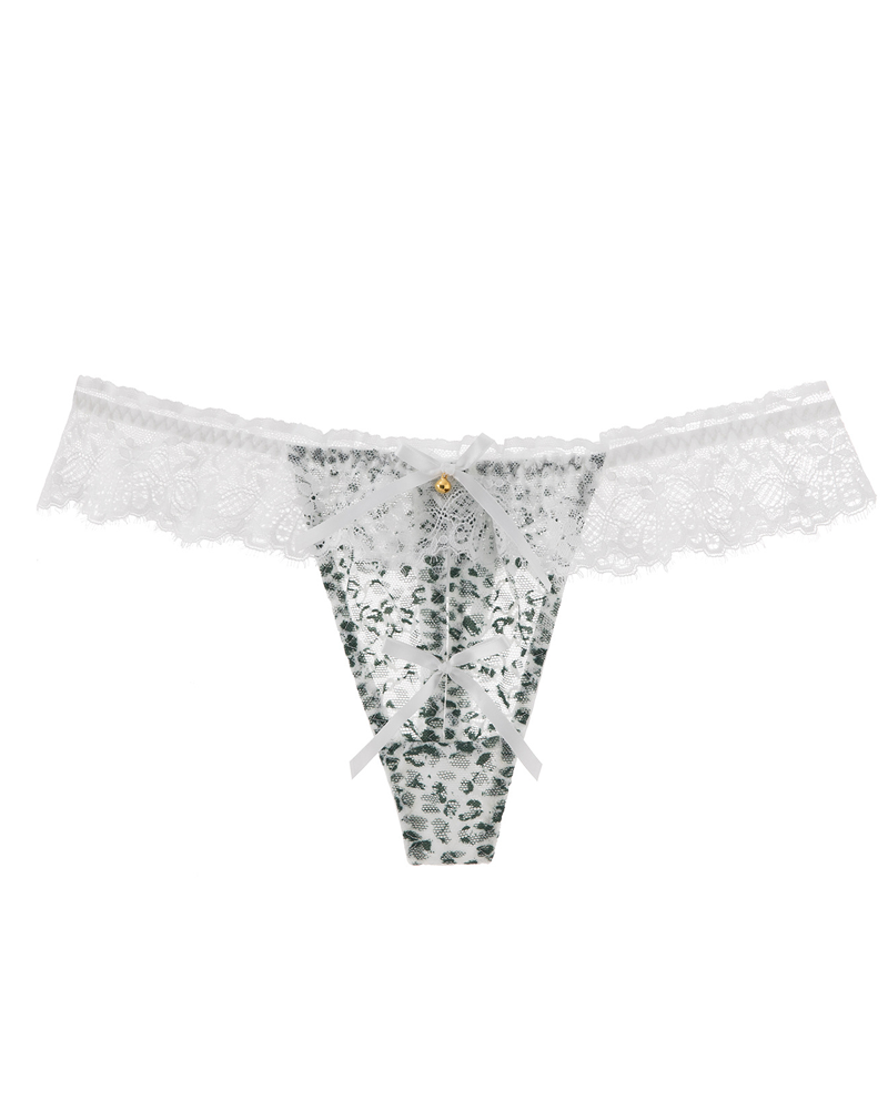 3-Pack Sexy Leopard Print Lace Trim Bell-Decorated Thongs