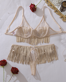 Sexy Sequin Fringe Cut-Out Lingerie Set