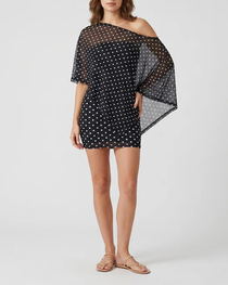 Sexy Claw Print One-Shoulder Top with Cape & Bodycon Skirt Set