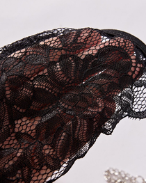 Sexy Sheer Lace Rhinestone Fringe Heart Thong