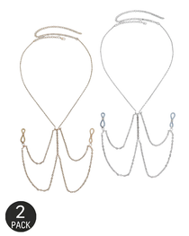 Sexy Rhinestone Metal Chain Nipple Clamps Body Chain