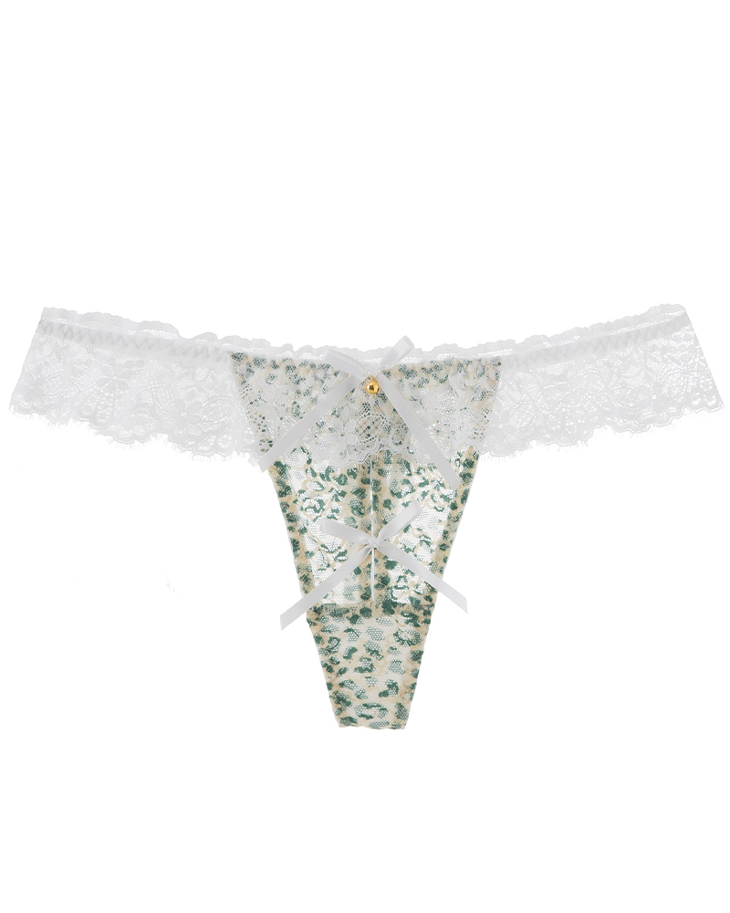 3-Pack Sexy Leopard Print Lace Trim Bell-Decorated Thongs
