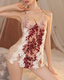 Burnt-Out Lace Deep V Strap Seductive Nightdress