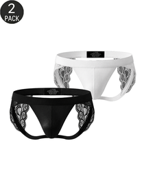 2-Pack Sexy Men's Low-Rise Cutout Lace Thongs
