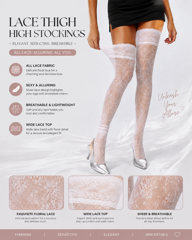 2-Pack Sexy Sheer Lace Wide-Band Stockings