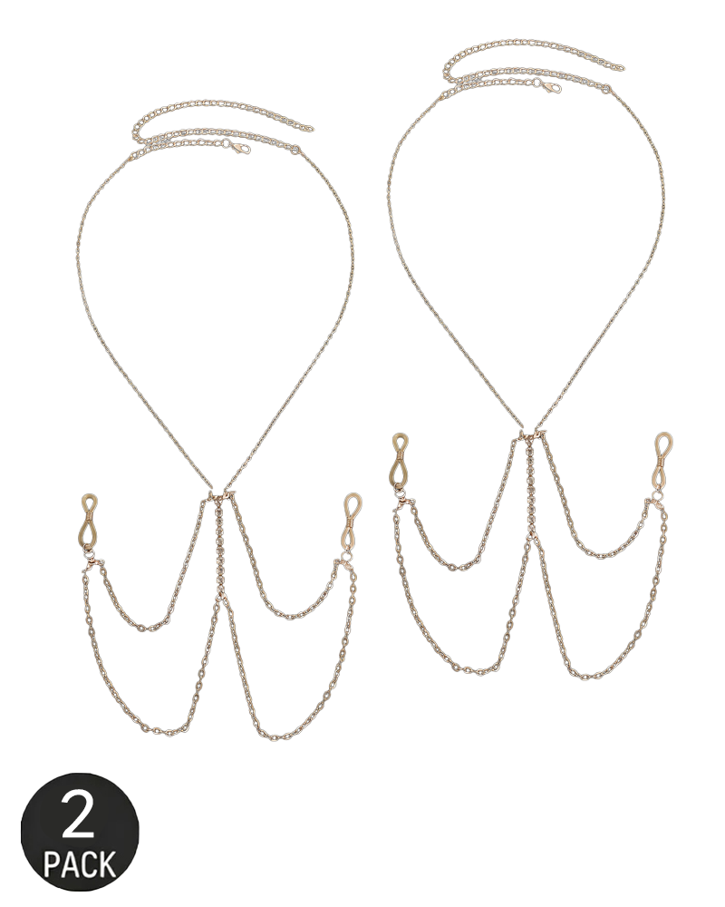 Sexy Rhinestone Metal Chain Nipple Clamps Body Chain