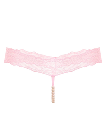 Pearl Decor See-Through Lace Thong