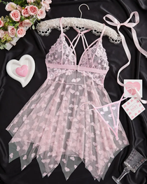 Sexy Heart Cutout Lace Front-Closure Nightdress