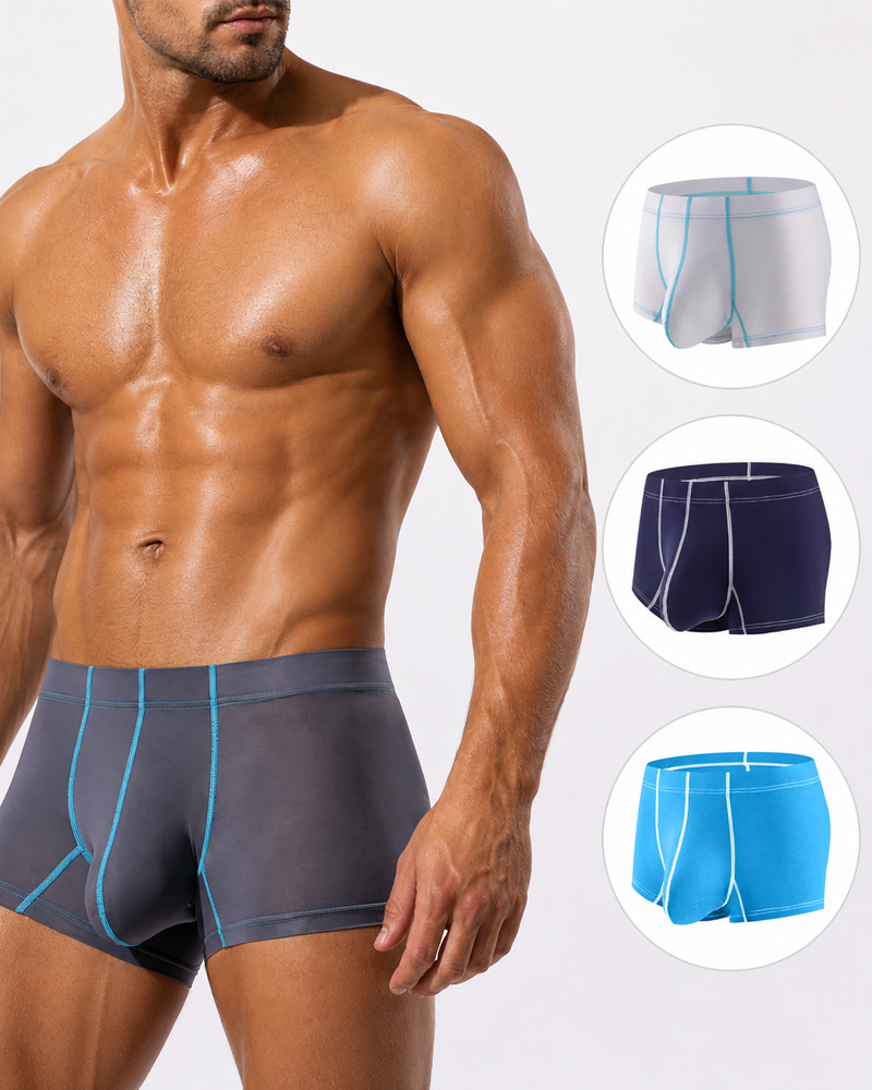 Men’s Ice Silk Comfortable Breathable Large Pouch Boxer Briefs Main image