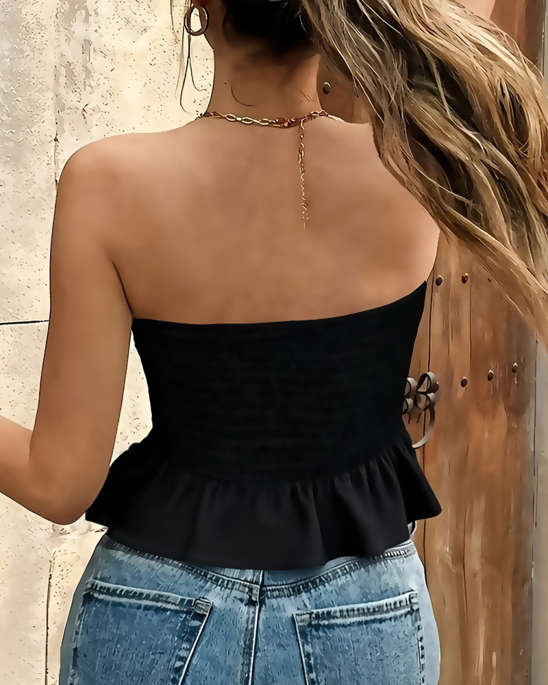 Bohemian Printed Vacation Floral Strapless Tube Top Secondary image