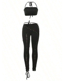 Sexy Tie-Up Tank Top & Lace-Up Pants Two-Piece Set