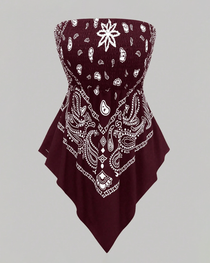 Bohemian Printed Vacation Floral Strapless Tube Top