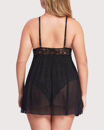 Plus Size Sexy Lace Teddy with Crisscross Front Straps