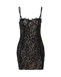 Sexy Black Sheer Lace Trim Bodycon Mini Dress