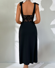Sexy Lace Spaghetti Strap Bodycon Slip Nightdress with Boning