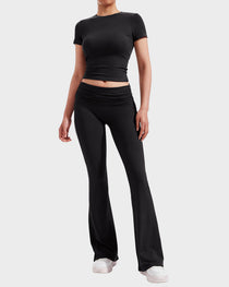 Women's 2-Piece Lounge Set: Tops & Flare Pants