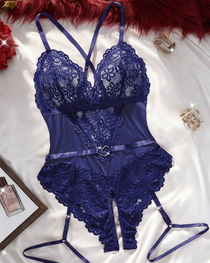 Sexy Lace Heart Buckle Bodysuit Lingerie