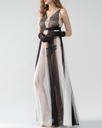 Sexy Lace Camisole Nightdress with High Slit