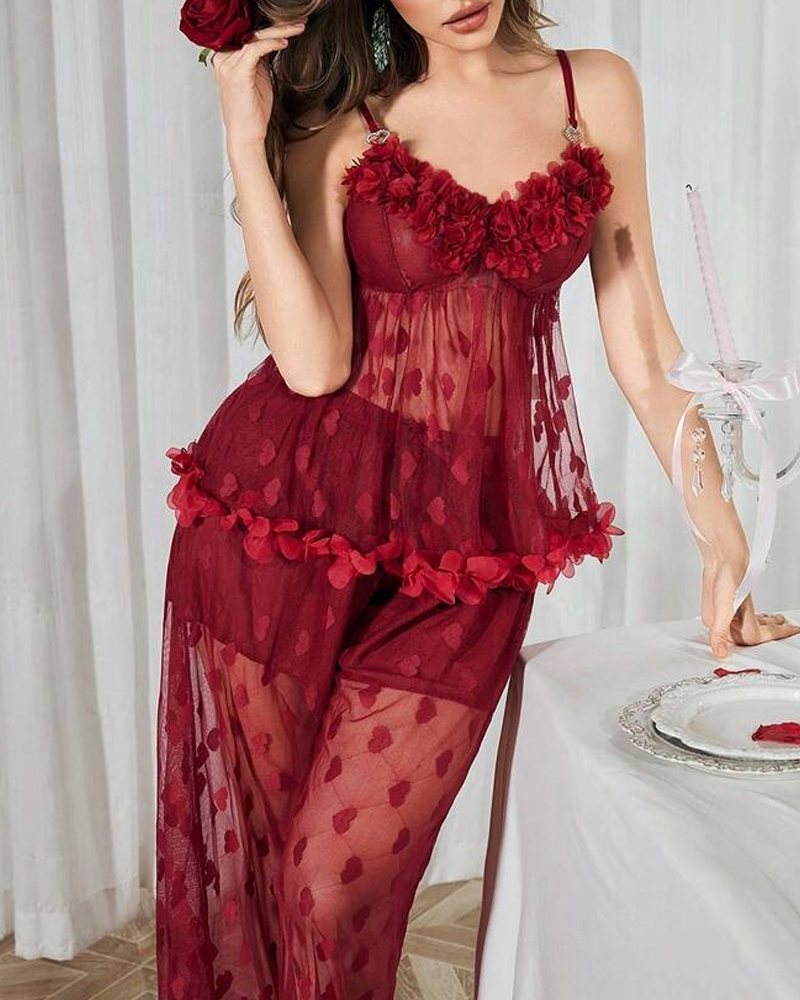 Sexy Lace Sheer Cami & Pants Pajama Set Secondary image