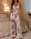 Sexy Comfortable Floral Print Sheer Cutout Sleepwear Set