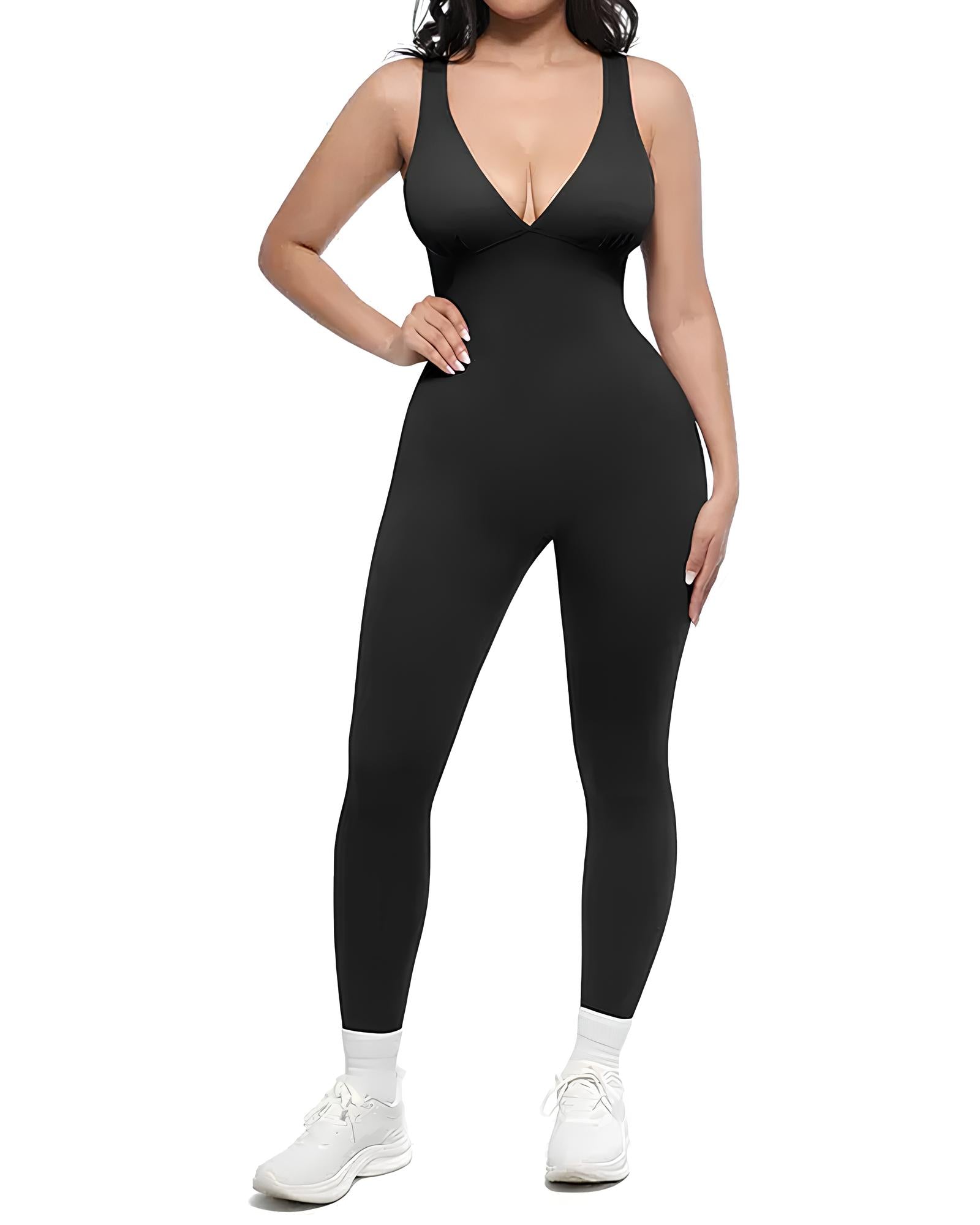 Deep V Chest Support Breathable High-Waisted Tummy Control Jumpsuit Shapewear Main image