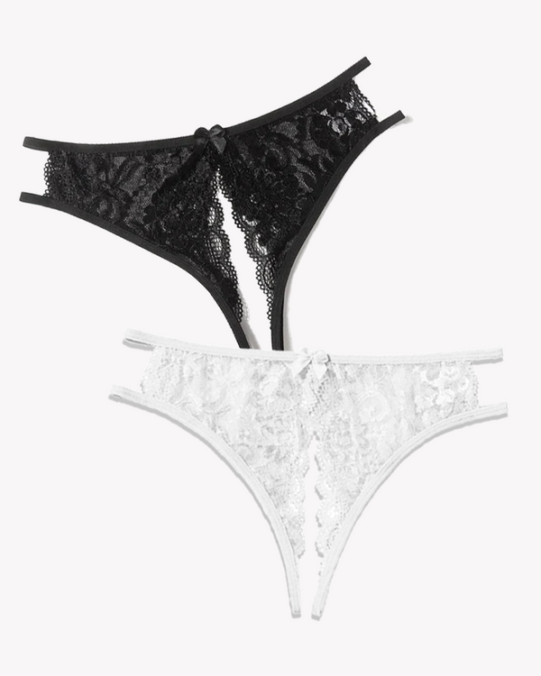 Lace Panties Floral Lace Briefs with Bow