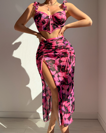 Sexy Printed Mesh Lingerie Set