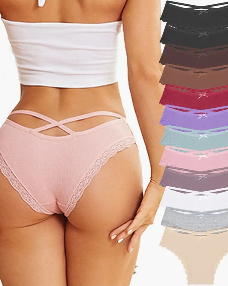 Women's Underwear Threaded Cotton Underwear Cute Bow Low Waist Bikini Lace Panties For Women Secondary image