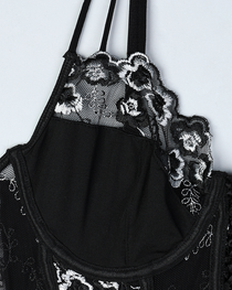 Luxury Floral Embroidered Crisscross Strap Lingerie Set