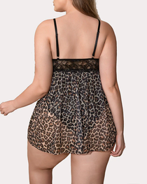 Plus Size Sexy Lace Teddy with Crisscross Front Straps