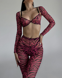 Sexy Zebra Print 4-Piece Lingerie Set