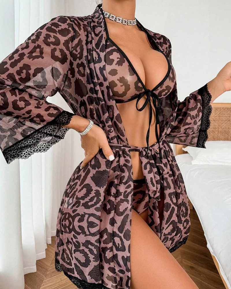 Sexy Leopard Print Spaghetti Strap Bikini Set Secondary image