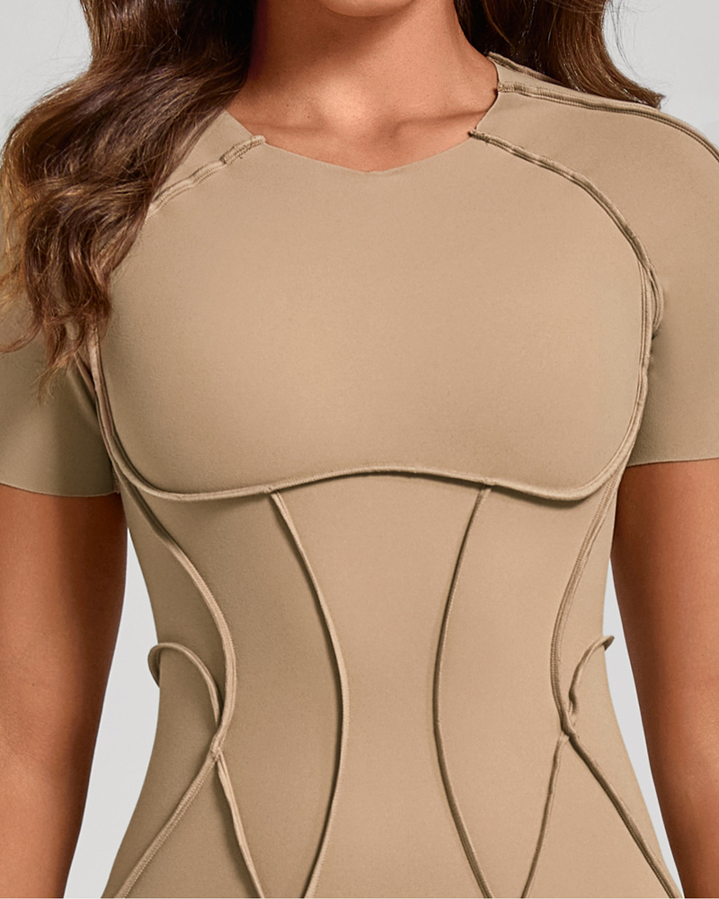 3D Panel Open-Back Athletic Yoga Jumpsuit